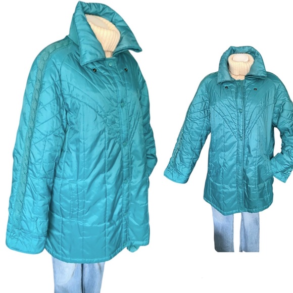 v i n t a g e :: Puffy Sunburst Quilted Cable Knit Coat - Picture 2 of 16